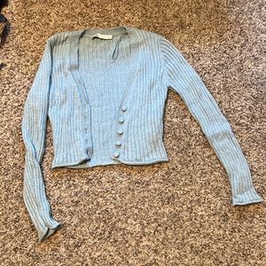 COPY - Zara Vintage style baby blue crop wool cotton button up sweater